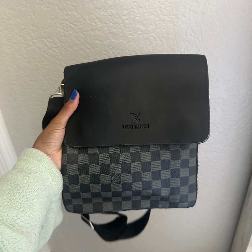 Louis Vuitton Checkered Black and Gray Messenger Bag